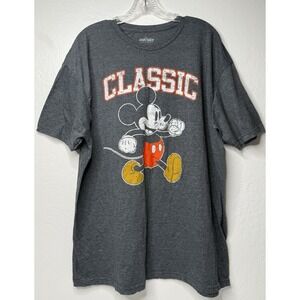 Disney Classic Mickey Mouse Men's Gray T-Shirt Size 2XL Graphic Tee Classic Walk